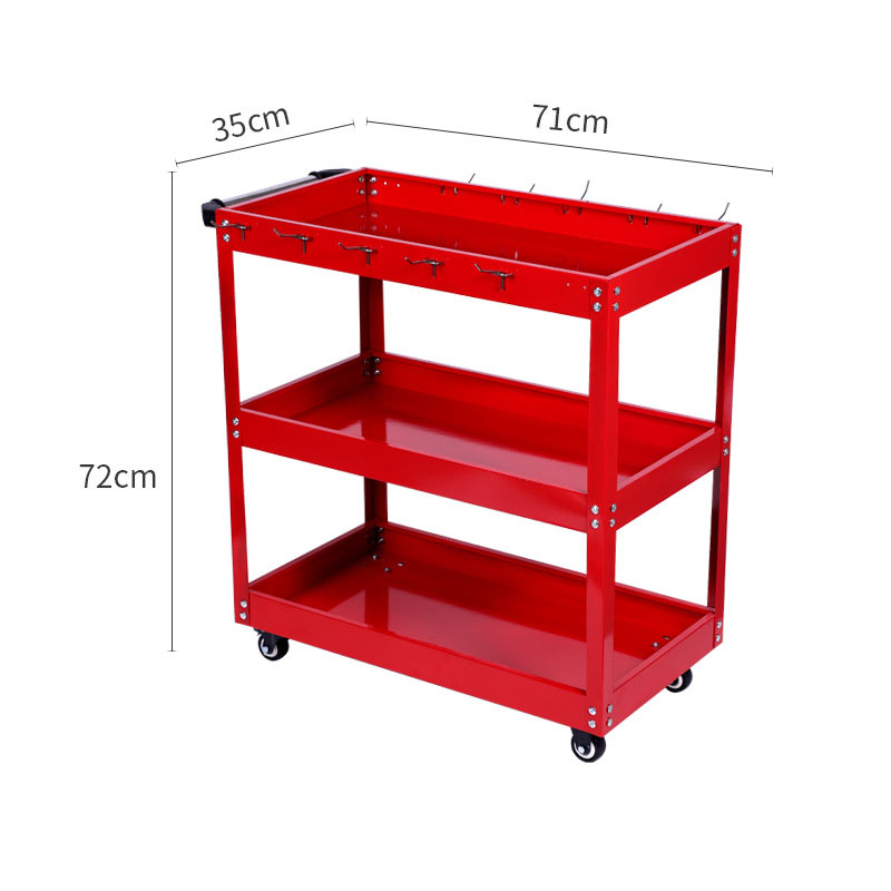 Tools Trolley For Workshop - 3段式ローリングツールカート、頑丈なスチール製ユーティリティカート、ブレーキ付きキャスター、自動車修理工場用モバイル収納トロリー