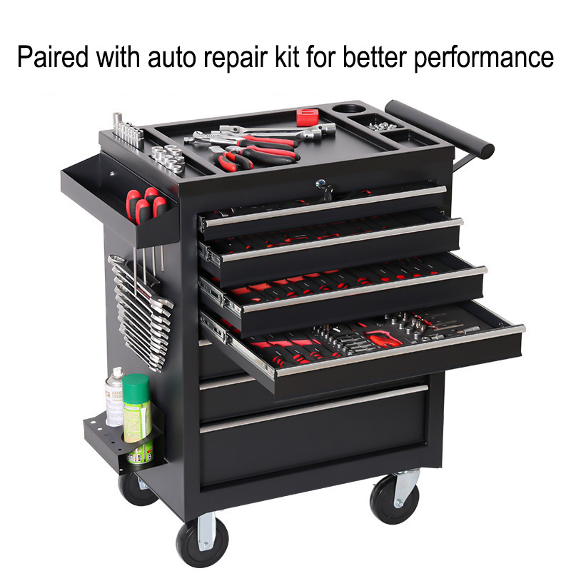 Tools Box For Workshop - 5段引き出し収納ツールボックストロリー、多機能自動車修理ハードウェアモバイルメンテナンスツールキットキャビネット