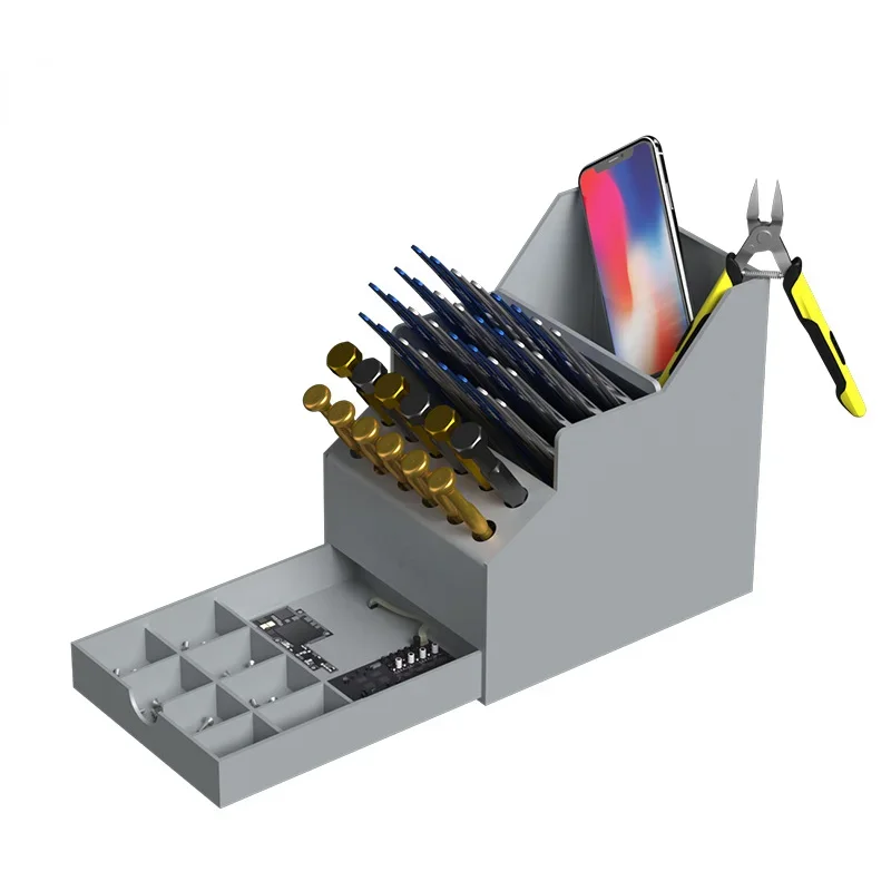 Screw Organizer Kit - 大容量デスクトップドライバーとピンセットツール収納ラック、ネジオーガナイザーシェルフ、携帯電話、コンピューター修理収納ボックス