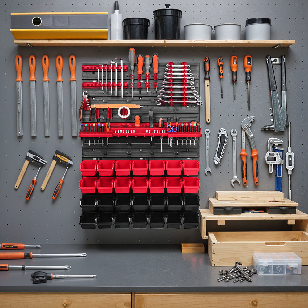 ツール壁掛け収納棚 ツールホルダー 28個スタッキングボック - Tools Box For Workshop のレビューと価格