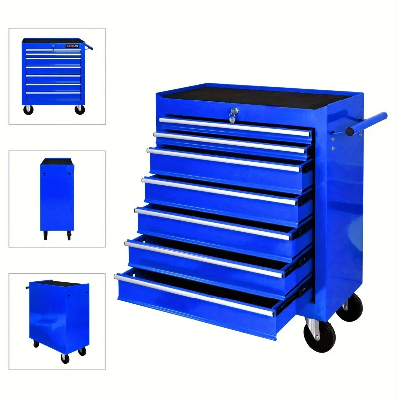 7段引き出し付きブルー多機能ツールトロリー（車輪付き）、自動 - Tools Trolley For Workshop のレビューと価格