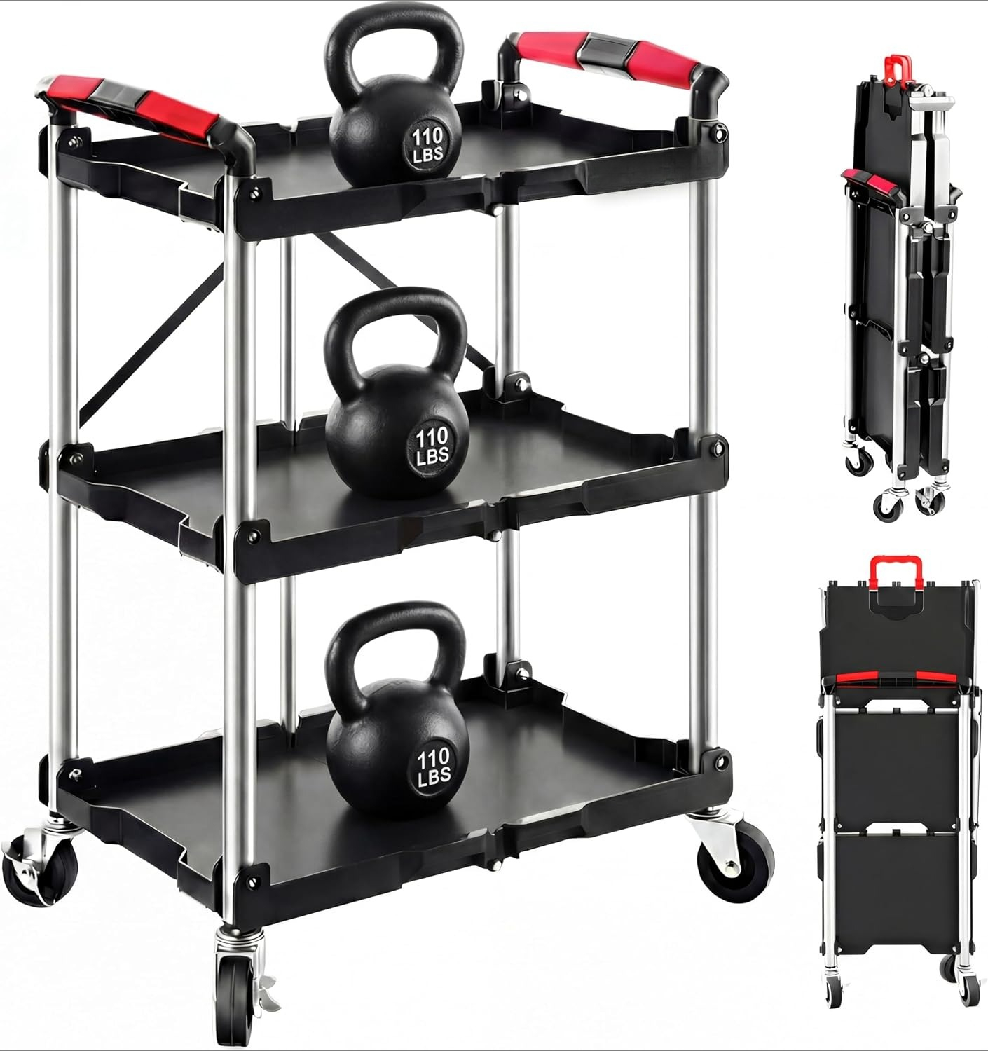 3段折りたたみ式ローリングユーティリティサービスカート 33 - Tools Trolley For Workshop のレビューと価格
